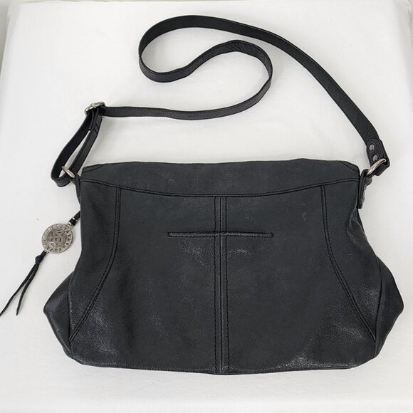 The Sak Black Leather Crossbody Adjustable Strap Rock Boho Grunge Costal Cowgirl - Picture 2 of 16